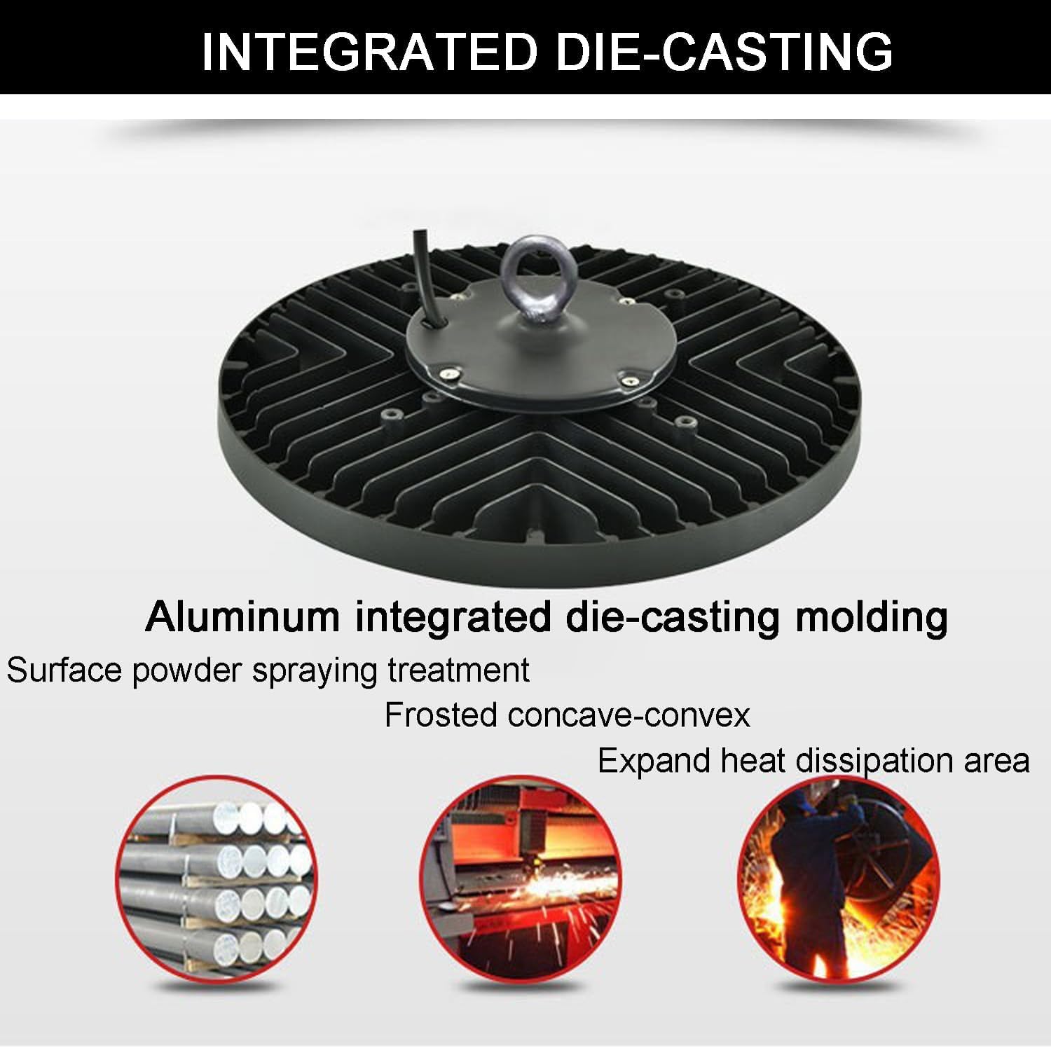 300W-6Pack UFO LED High Bay Light 30000lm 6000K Daylight 2000W Equivalent with US Plug Cable LED Garage Lights — view 4