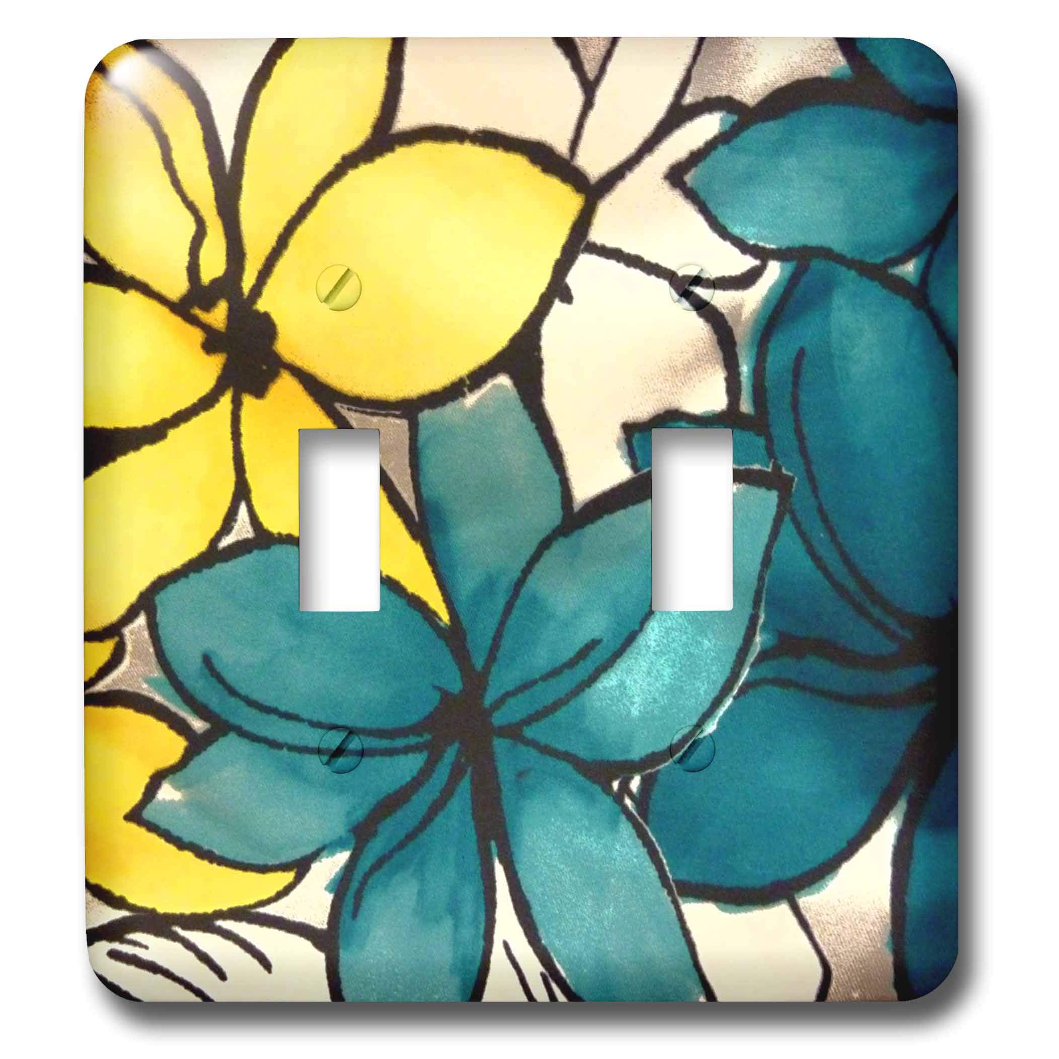 Interruptor de palanca doble 3dRose lsp_32104_2 decorativo con estampado de flores amarillas