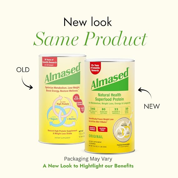 Almased Meal Replacement Shake - Low-Glycemic High Plant Base Protein Powder- Nutritional Weight Health Support Supplement - Original Flavor - 17.6 oz