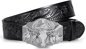 TRIWORKS Western Leather Belt for Men Cowboy Cowgirl Belt for Jeans