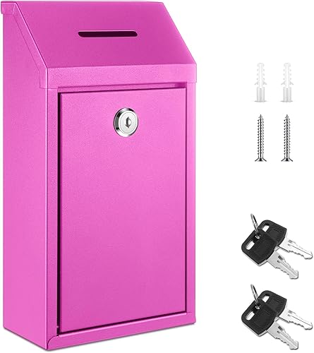 Miniatura 11 de Caja de Donación de Efectivo de Metal Caja de Sugerencias Segura con Candado Buzón Montado en la Pared Contenedor de Boletas de Entrega para Hogar