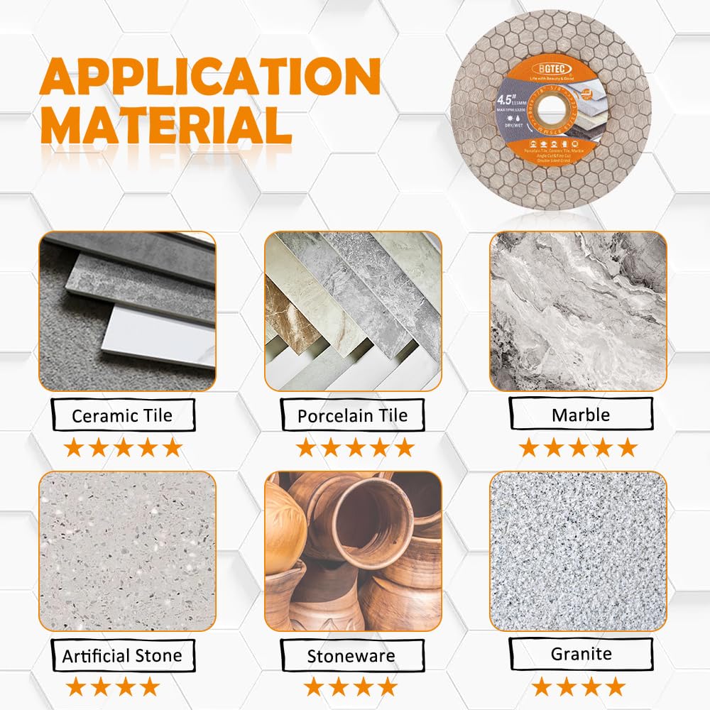 BGTEC Disque Diamant Carrelage 125mm avec Alésage 22,23mm | Double Face pour Carreaux de Céramique, Porcelaine, Marbre, Pierre Artificielle