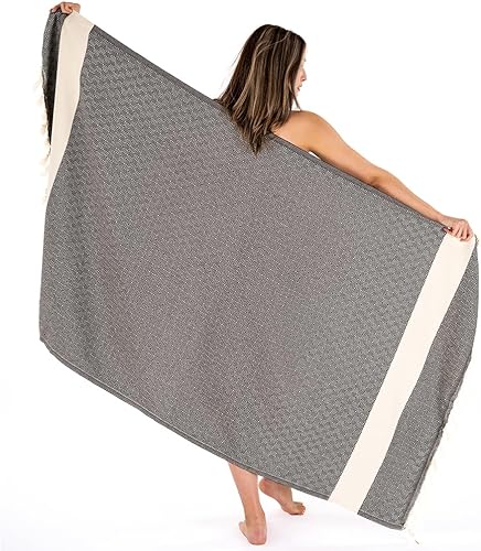 Miniatura 2 de Toalla de playa turca 100% algodón orgánico prelavada, de gran tamaño, 40 x 70 pulgadas, sin arena, toalla de playa de secado rápido, toallas de