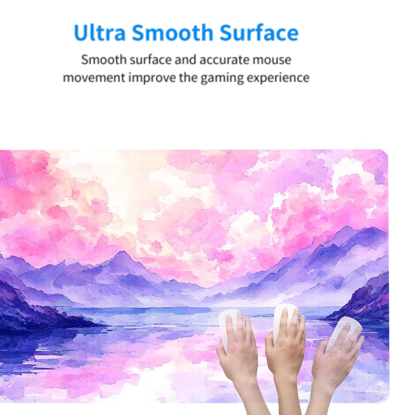 Tappetino Mouse Rosa Tappetino Scrivania Montagna Tappetino Mouse Gaming Confortevole Superficie Superfine Poliestere Fibra Base Solida in Gomma per Presa Salda Lavabile Mouse Pad 1200x600x3mm H2-93