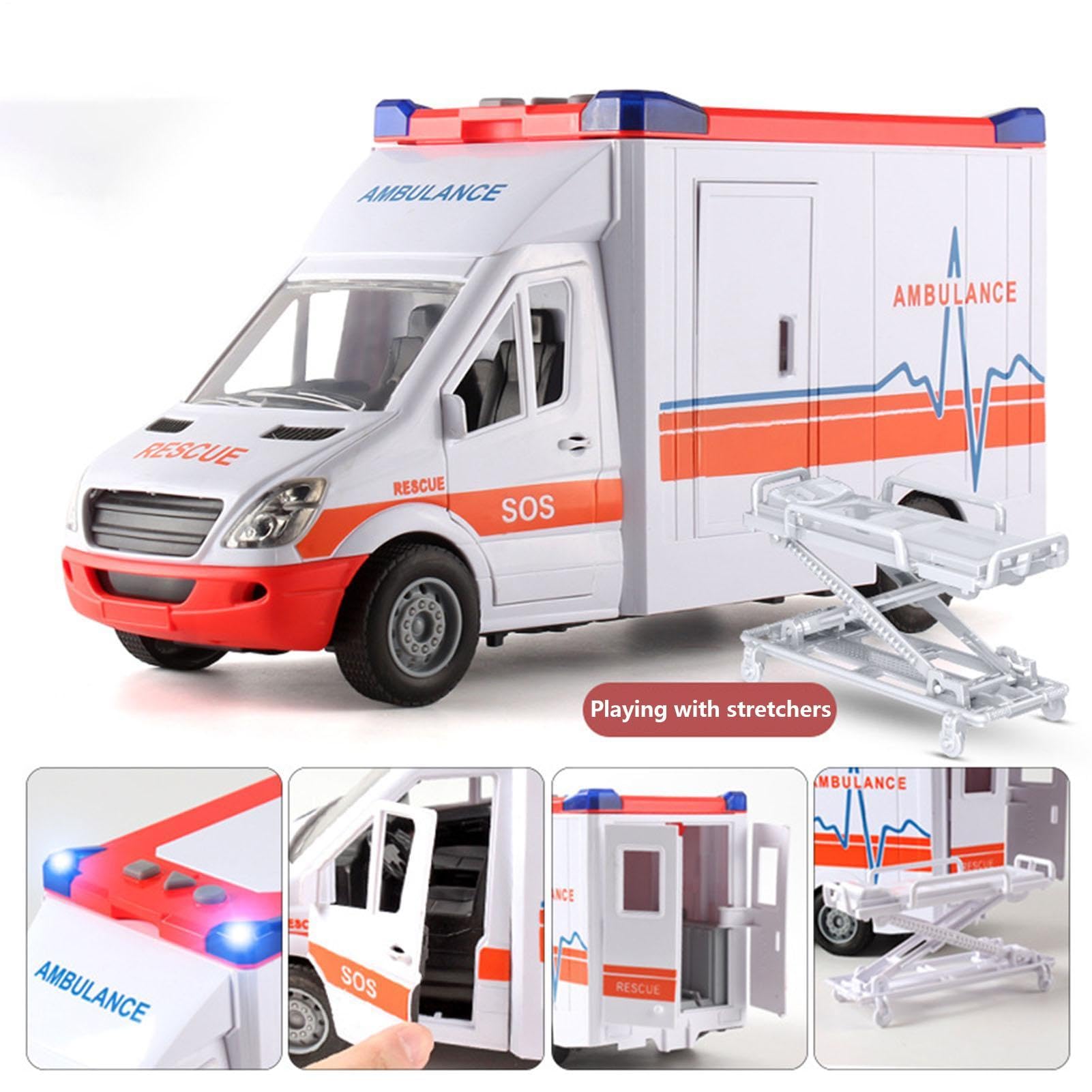 Auto Giocattolo 'ambulanza – Veicolo Di Salvataggio Con Effetti Luminosi E | Suono Della , Grandi Auto Di Lunga Durata | Giocare E Imparare Per Bambini Set Di D