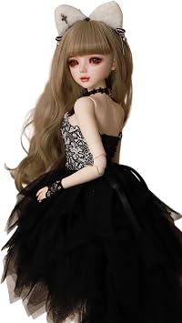 Hand-Painted BJD-Style BJDDoll 1/3, 22.8 Inches 56cm Tall, Gothic Lolita Cat-Ear Fashion Doll, PVC Body with 31 Movable Joints, Collectible Display Doll for Ages 15+