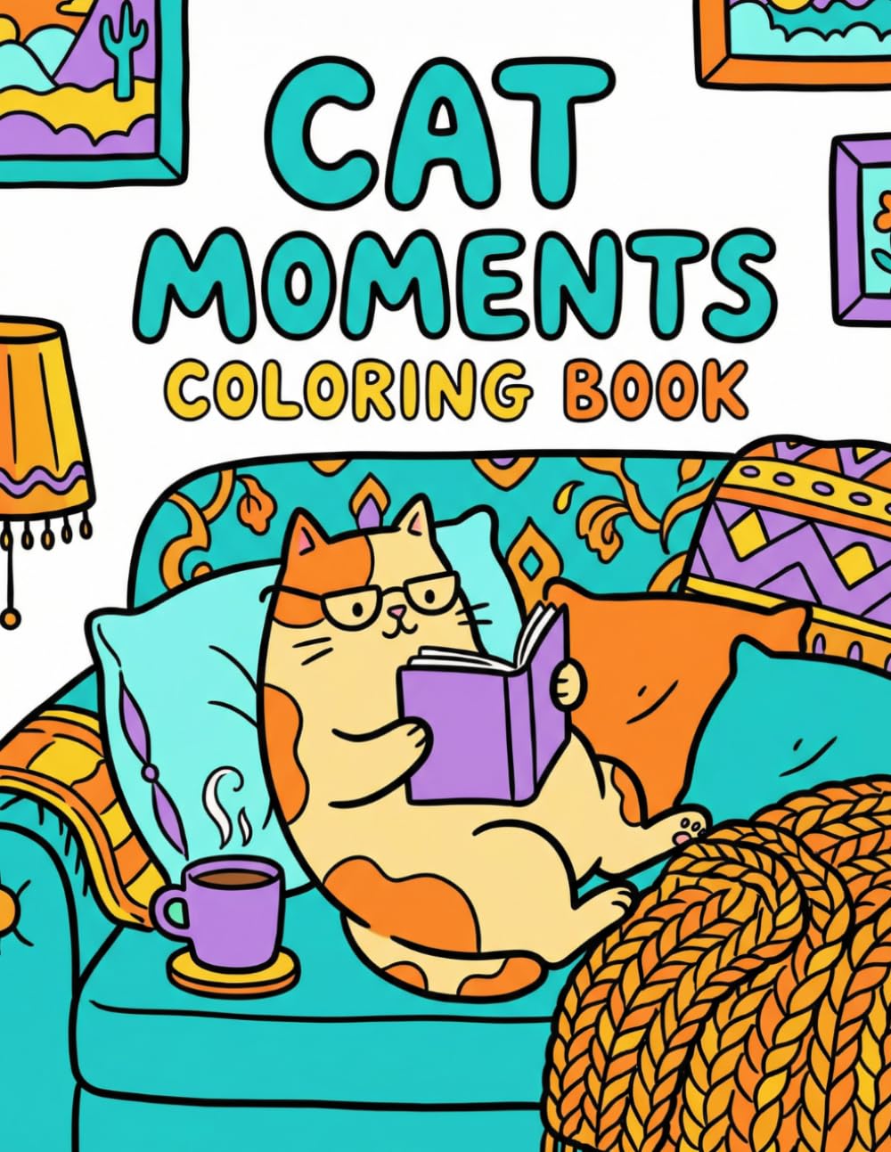 Cat Moments Coloring Book: 30 Cozy and Cute Cat Lover Cartoon Coloring Pages for Stress Relief