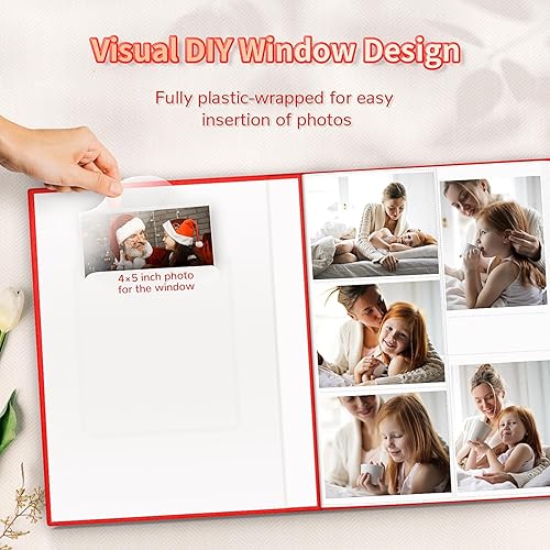 Miniatura 77 de Álbum de fotos de 4 x 6 pulgadas con 300 bolsillos, álbumes de fotos deslizables, cubierta de lino, libro de recuerdos con ventana frontal, página