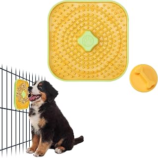 Avont Lick Mat for Dogs Cats, Cat Dog Crate Lick Mat Slow Feeder for Wet Food, Peanut Butter Lick Pad, Soothing Calming Licking Square Mat for Kennel Crate Training Grooming -Orange