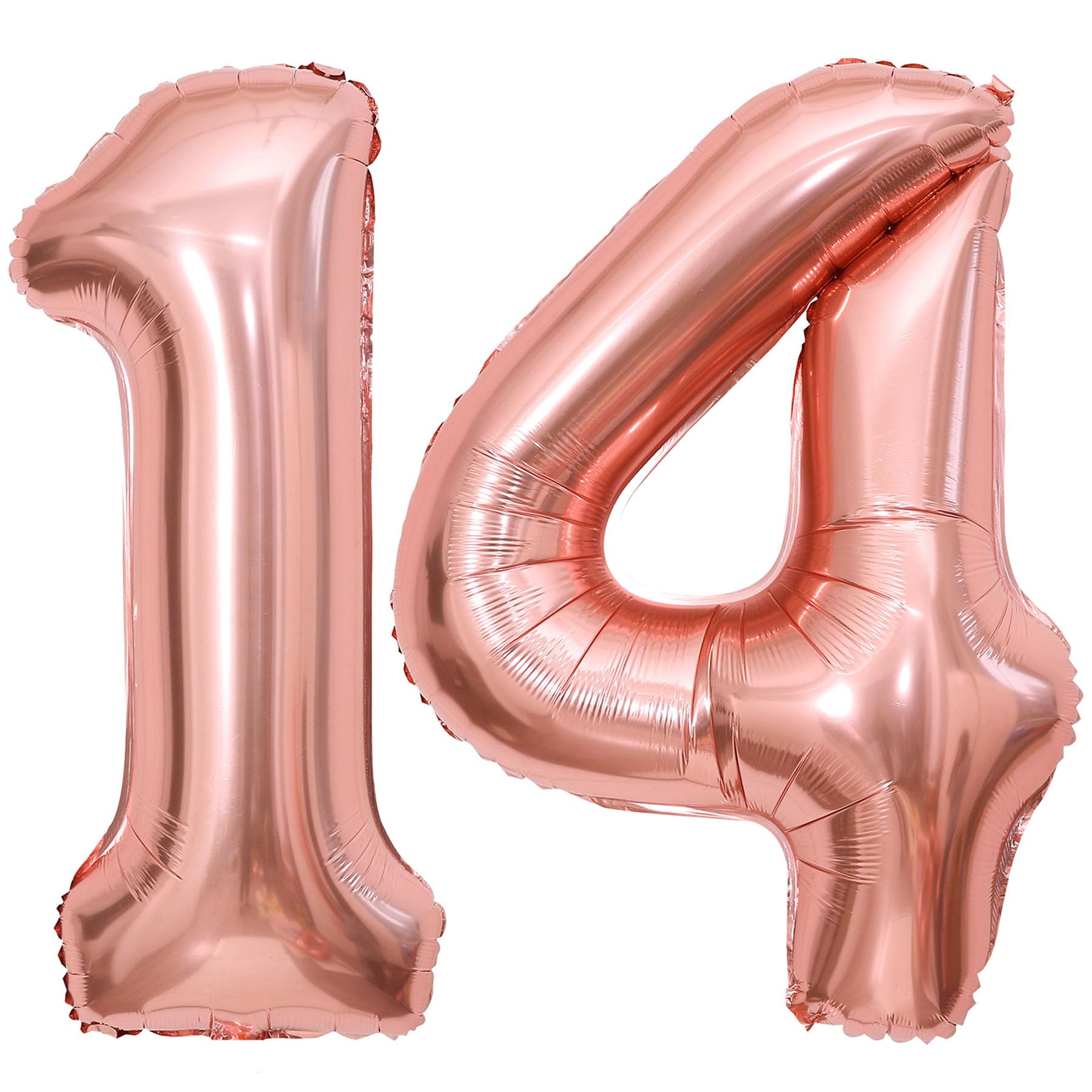 Rose Gold 14 Number Balloons,40 Inch Big Giant Jumbo 14 or 41 Balloon Numbers Rose Gold 14 Foil Mylar Balloons for Birthday Party 14 or 41 Anniversary