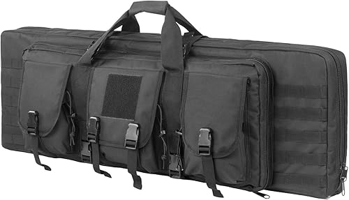 Miniatura 1 de Mochila táctica doble larga para pistola con funda para pistola, correa de transporte lateral acolchada con cremallera bloqueable para caza, campo