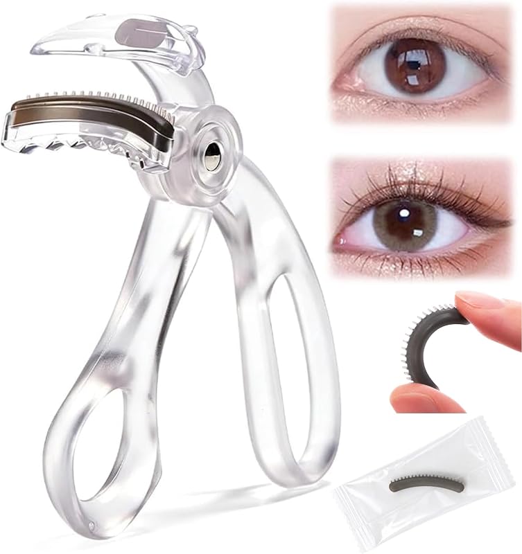 Curvador de cílios com pente e formato amplo, branco