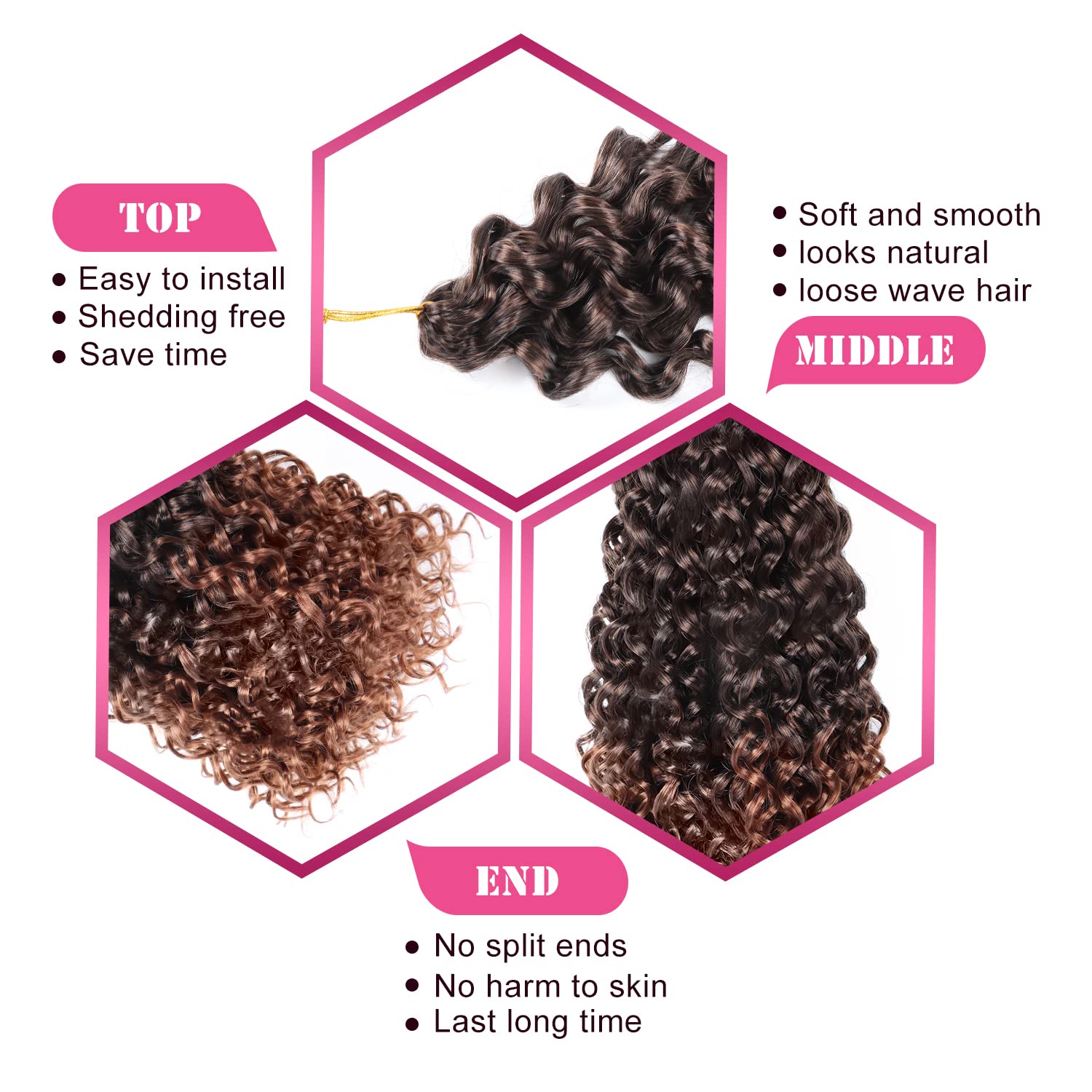 Gogo Curl Crochet Hair 18 Inch 7 Packs Curly Crochet Hair for Blcak Women Deep Wave Crochet Hair Beach Curl Crochet Hair Synthetic Hair Extensions (18 Inch 7 Packs, 1B/30)