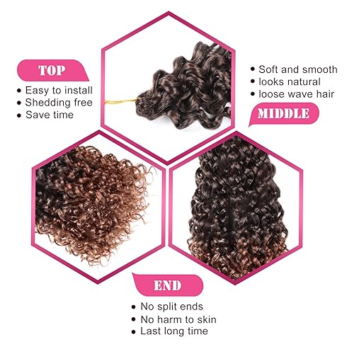 Miniatura 4 de Gogo - Cabello rizado con ganchillo de 18 pulgadas, 7 paquetes de cabello rizado de ganchillo para mujeres Blcak, cabello rizado de playa,