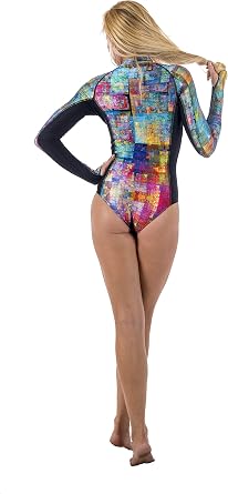 Slipins Zippered Long Sleeve Swimsuit SurfSkin Mini with UV Protection for Surfing, Diving, Snorkeling, Water Sports