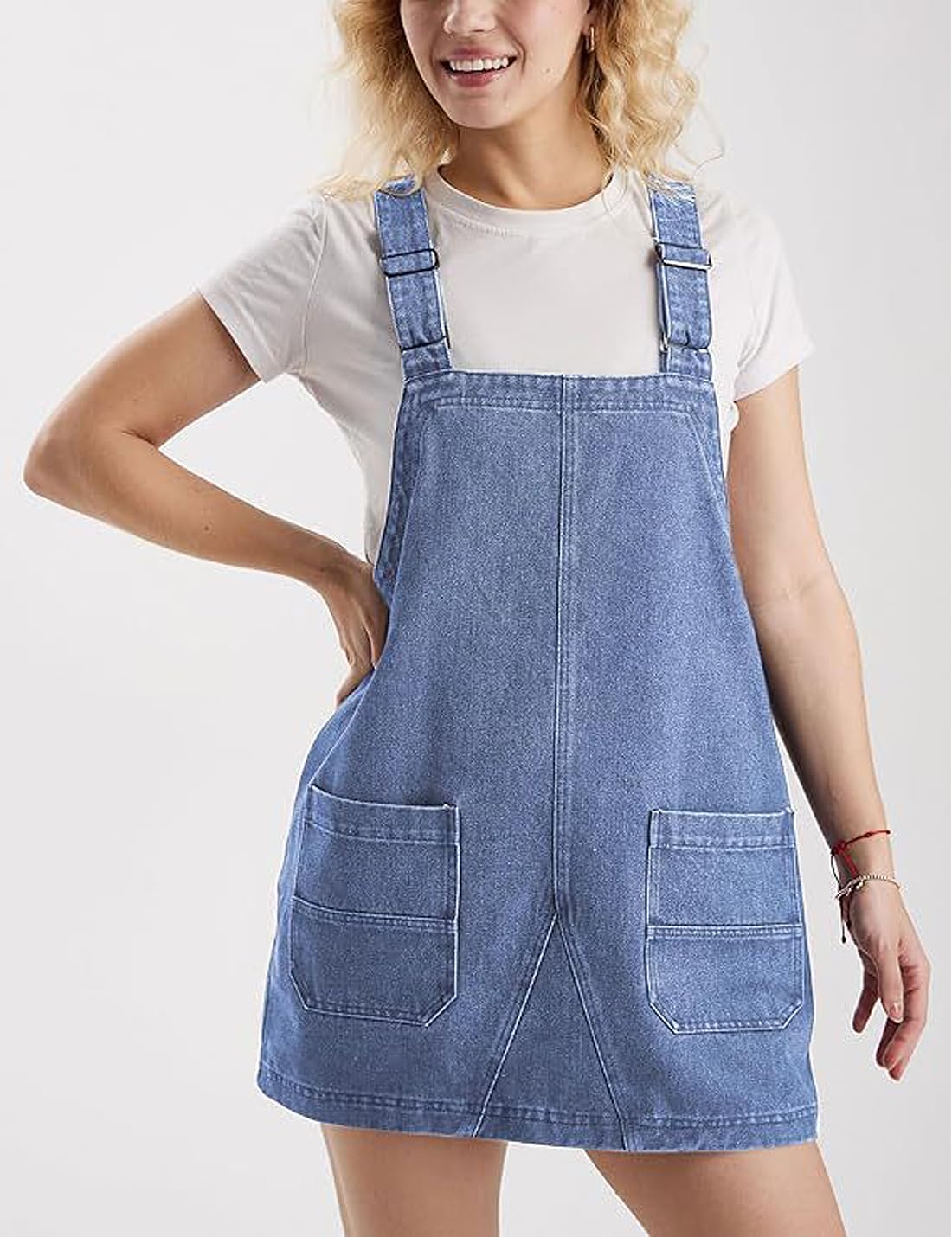 Sukany Tuta da donna casual in denim con cinturino regolabile allentato jeans corti pagliaccetti maglioni