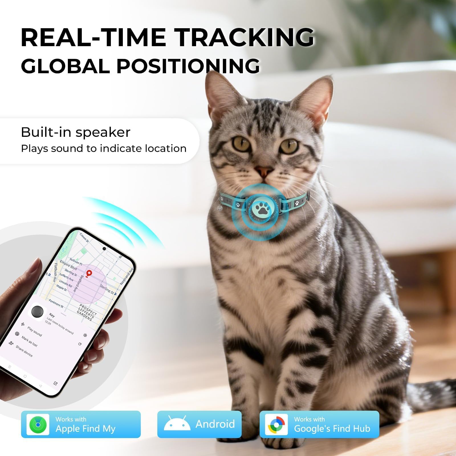 Katzen Tracker Ohne ABO (iOS & Android) - Katzen Hund Tracker Halsband mit Sicherheitsverschluss - GPS Wasserdicht Haustiere Ortungsgerät (2 Pack)