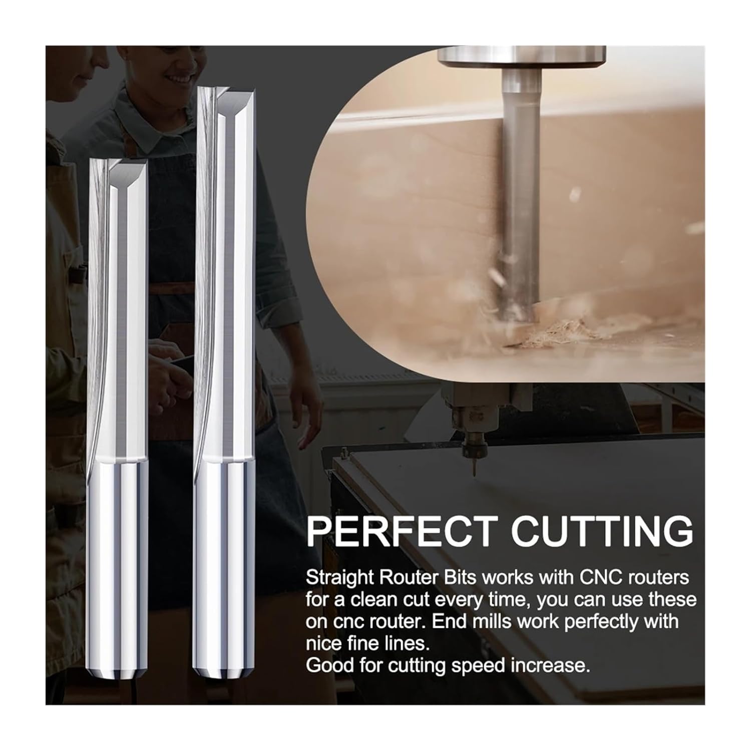 Straight Flute end Mills Milling Cutter 4mm/8mm Shank 2 Flute Straight Slot End Mill Carbide CNC Router Bit Engraving Bit9(8x52x80mm)