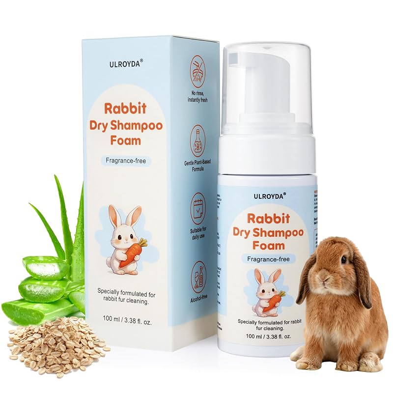 Shampoo a Seco para Coelhos ulroyda, Sem Fragrância e Sem Enxágue, 100 mL