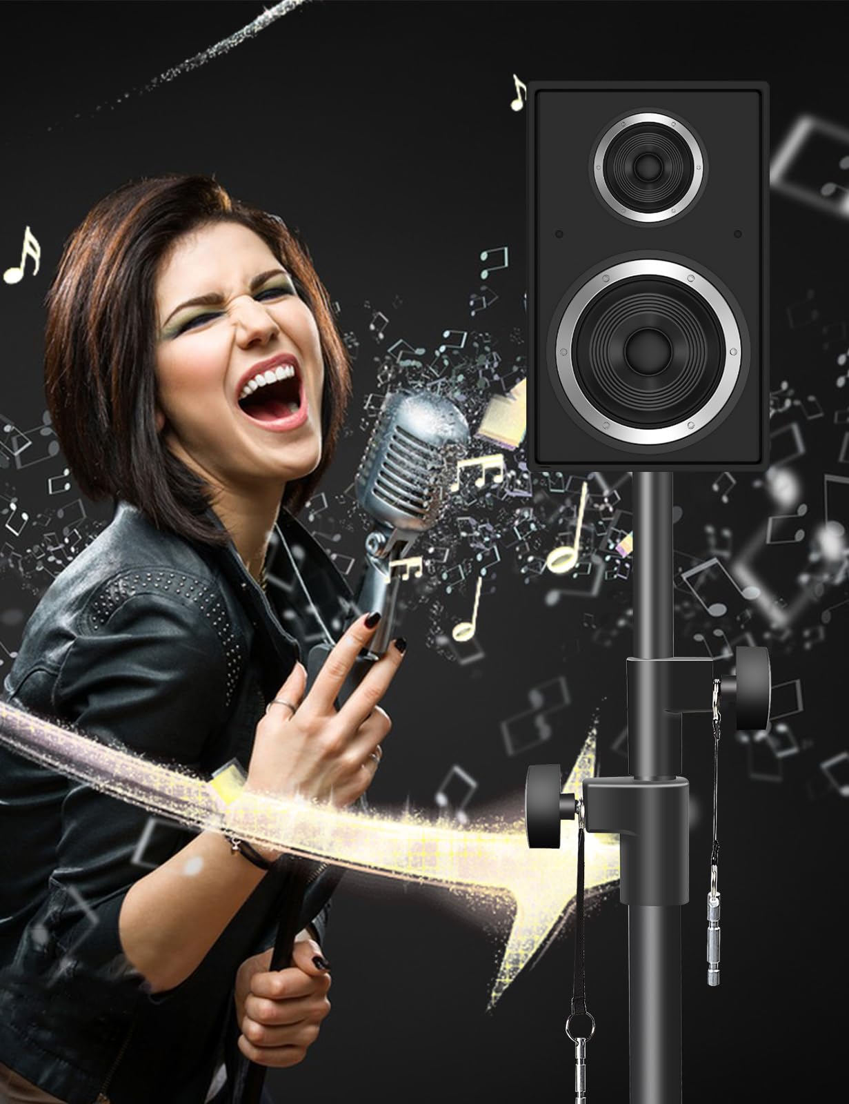 GZGDLJQ Speaker Stands Pair,Universal Speaker Tripod Stand Height Adjustable Speaker Stand 24 to 51 Inch 35mm Compatible Insert Safety Pin and Knob Support 33 LB +Carry Bag