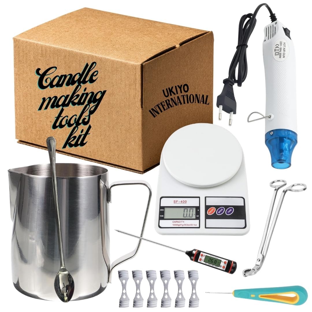 Candle Making Kit, Complete DIY Crafting Tool Candle Kits with Wax 1200ML Pouring Jug with Spoon, Weighing Scale, Thermometer, Wick Needle, Heat Gun, Wick Holders, Wick Trimmer, for Beginners, Candle Making Tools Set for Adults and Kids-image-7