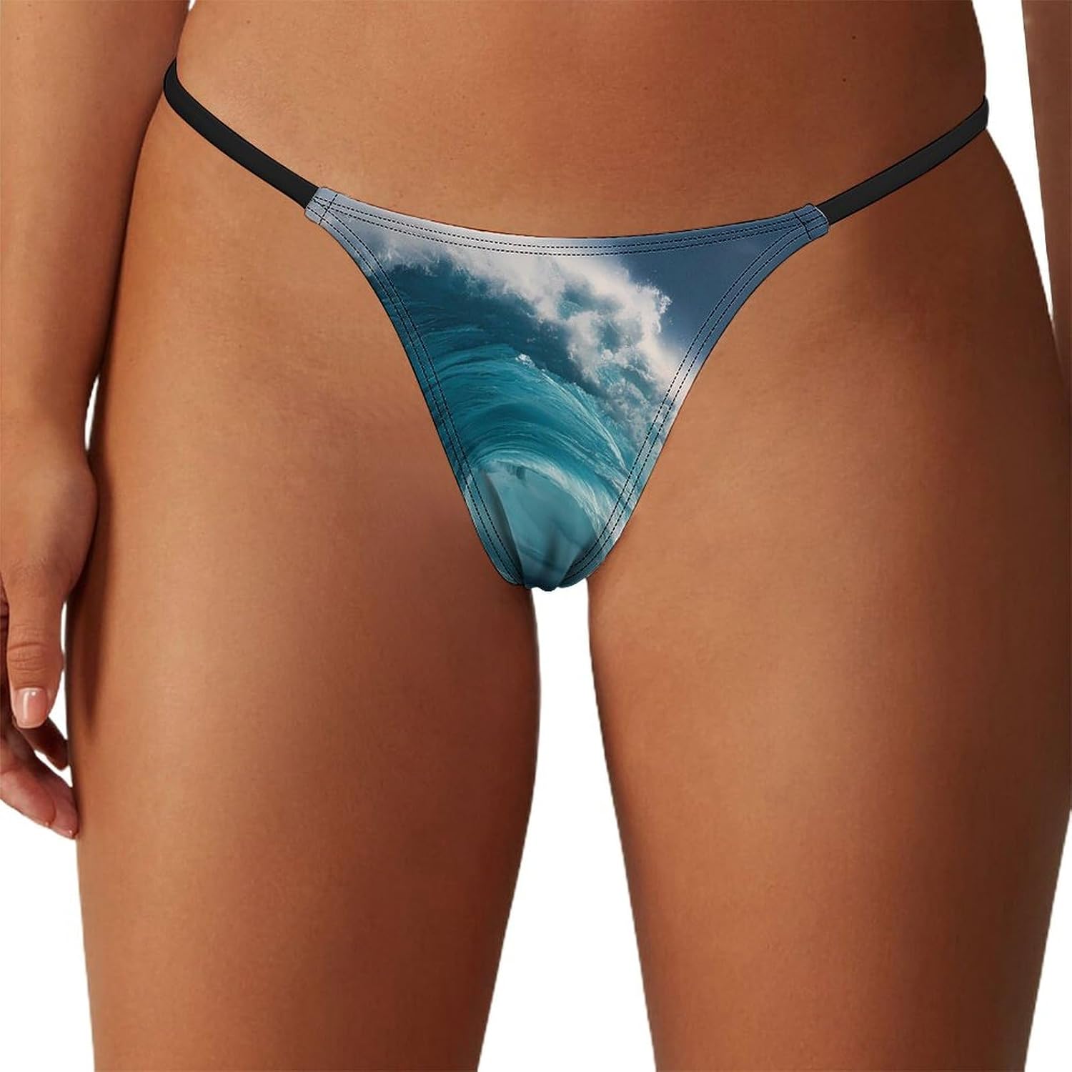 Huge Wave Ocean Sea Women's G-String Thong Underwear T-Back Panties Low Rise Underpants