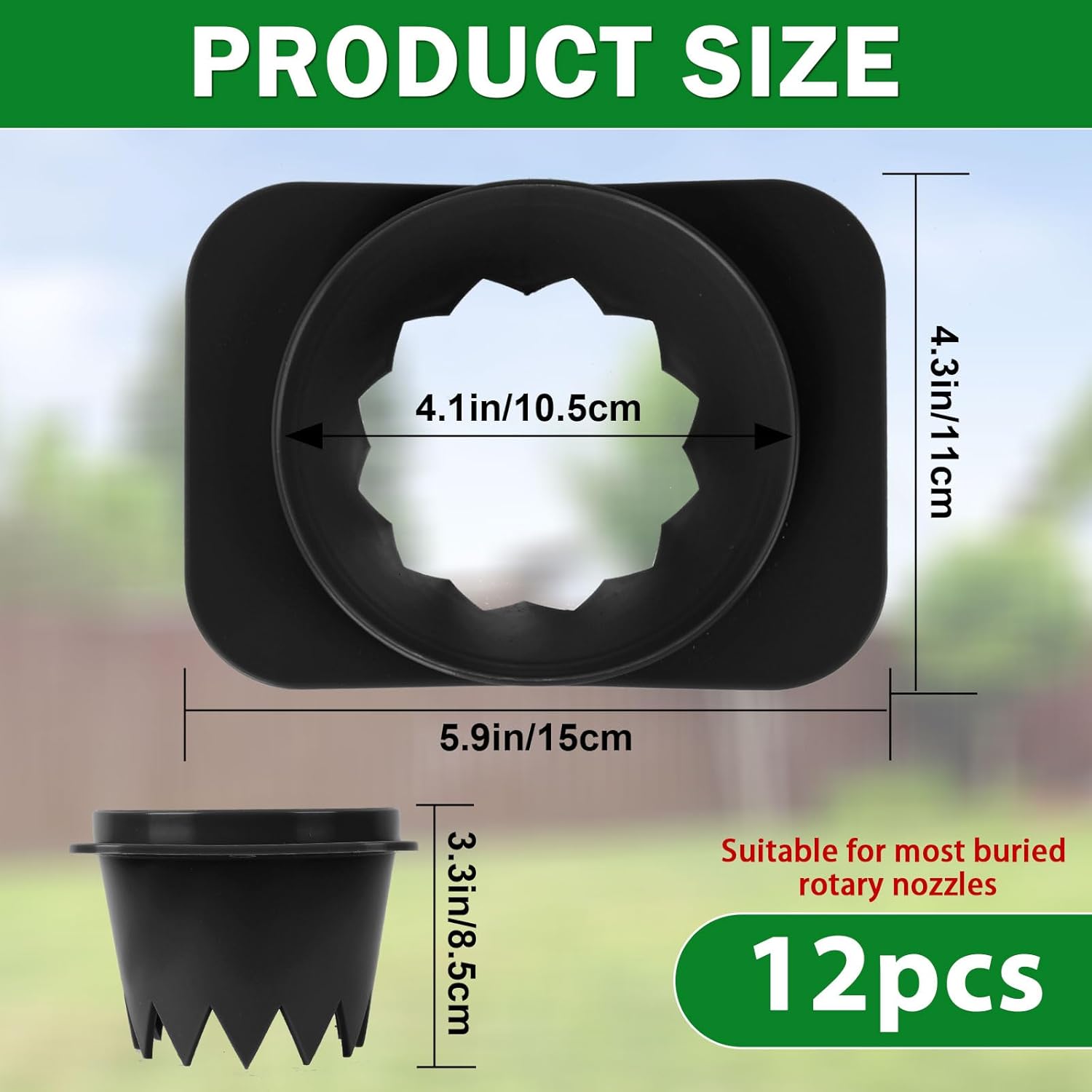 Lawn Sprinkler Head Protector, Sprinkler Guards for Protects Outside Sprinklers Head,Prevent Damage from Mowers and Cars (Black, 12 Pack)