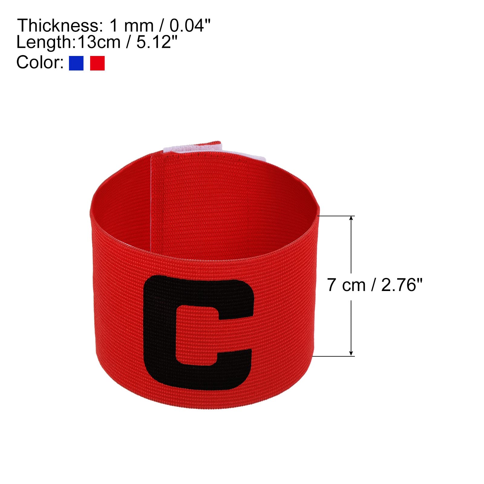 PATIKIL Captain's Armband, 2 Pack Letter C Elastic Arm Band for Soccer Team Training, Blue Red