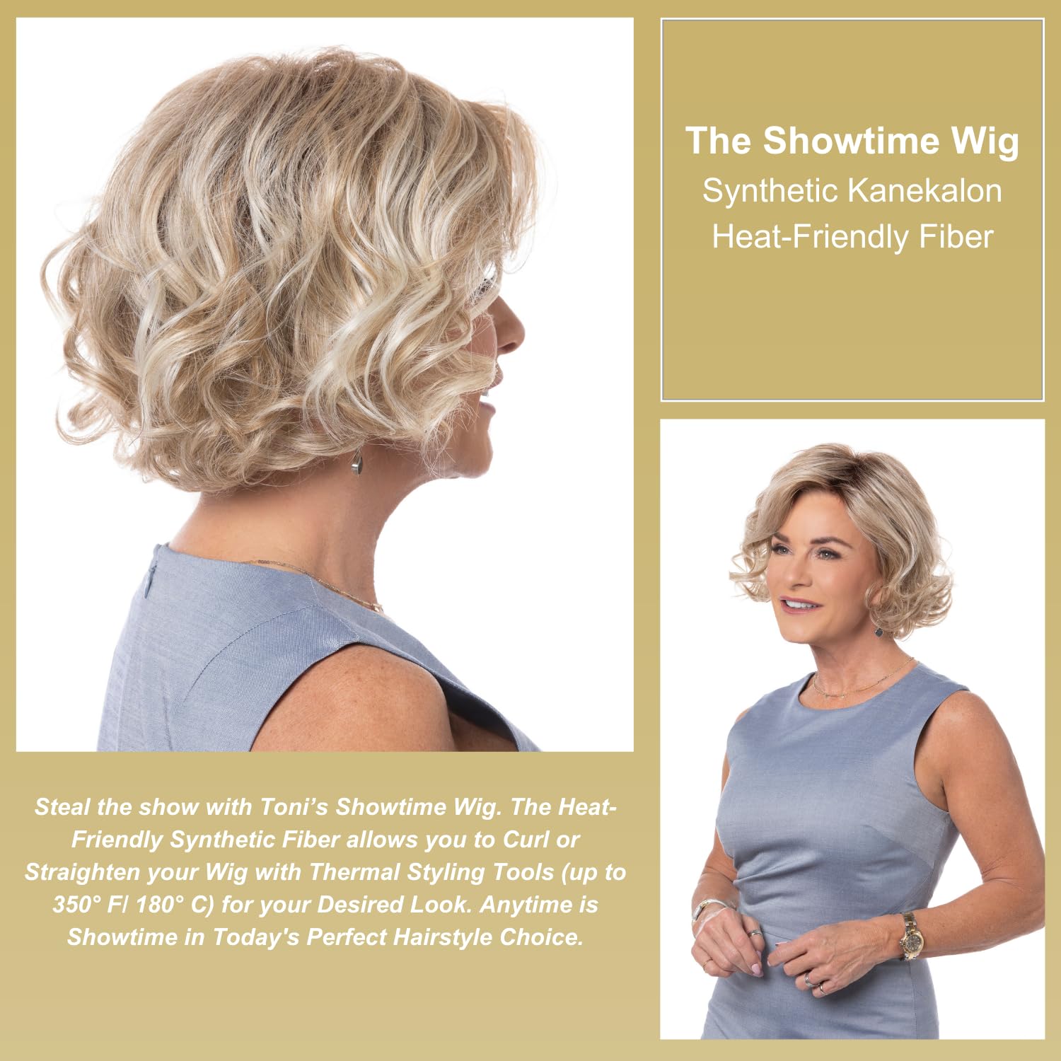 Toni Brattin Showtime Wig - Variable-Length Layers of Effortless Waves and a Side-Swept Bang - Heat-Friendly Fiber Looks & Feels Like Natural Hair - Adjustable & Comfortable (Brown Blonde, Regular)