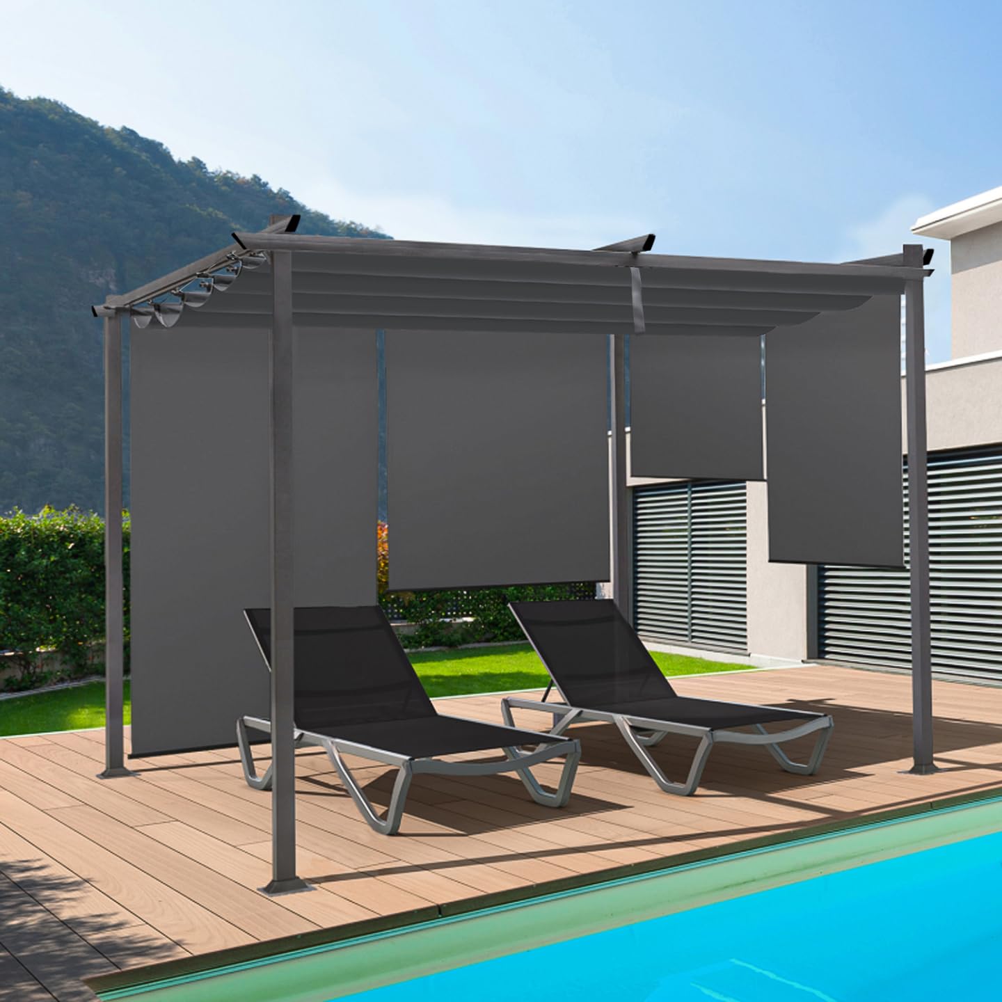 IDMarket - Pergola édition spéciale Toit rétractable 3x4 M et 4 Stores