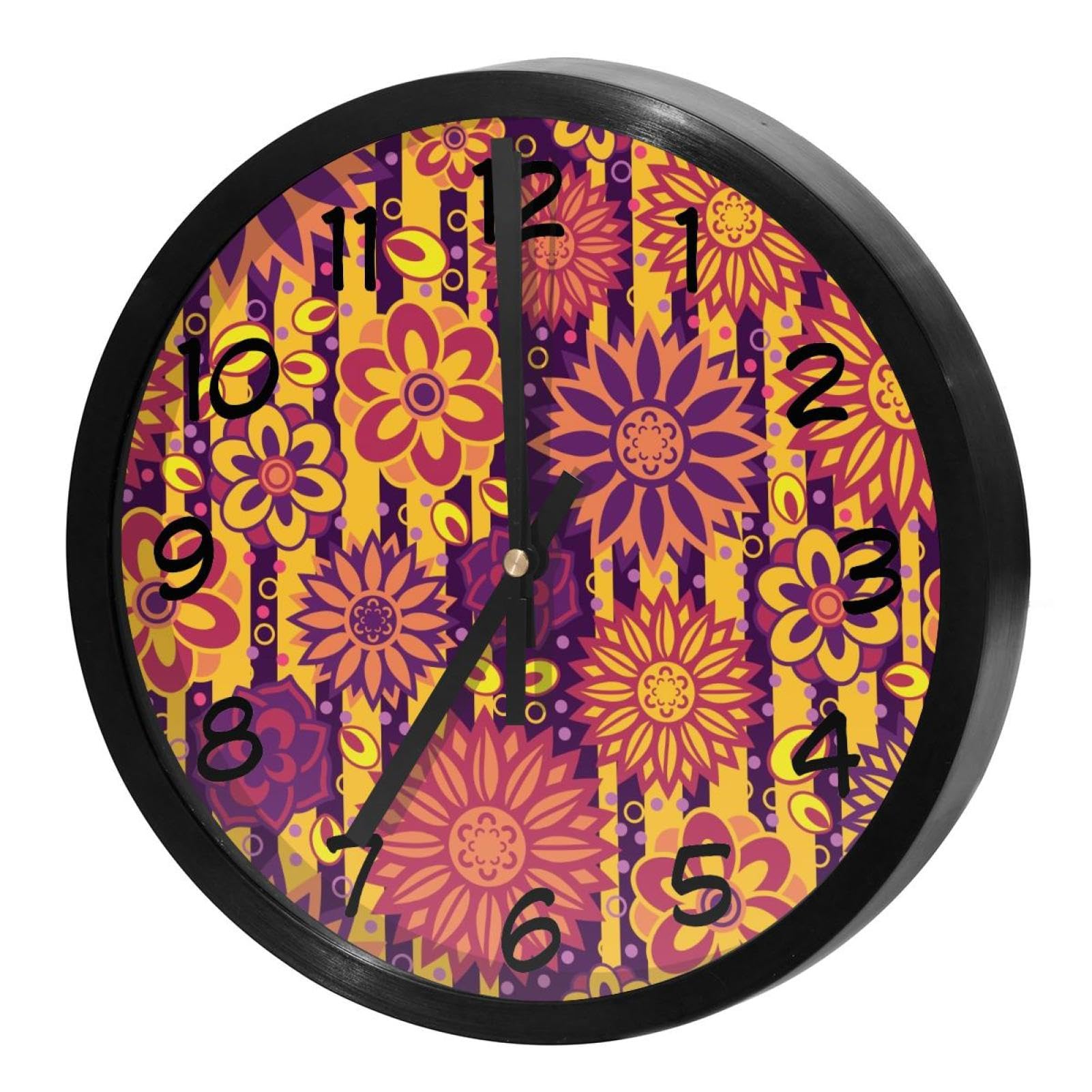 Horloge murale silencieuse fleurie pour décorer la cuisine et le salon