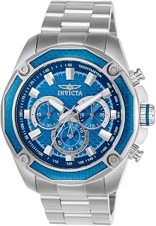 Aviator 22804 Heren Horloge - Waterdicht - Analoog - Quartz Uurwerk - Roestvrij Staal met blauwe Wijzerplaat - 48mm