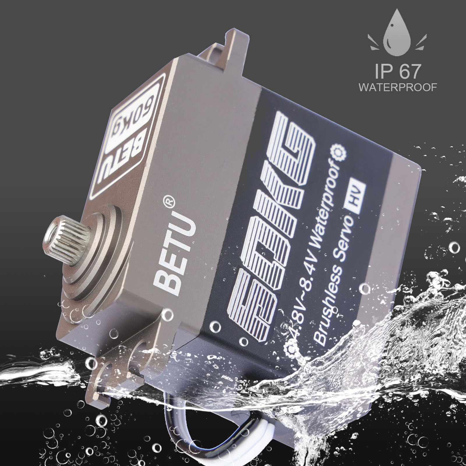 BETU Servo sin escobillas de 60 kg, servo de alta velocidad, servo RC impermeable compatible con 1/5,1/6, 1/8, 1/10 RC coche/robot/barco/avión