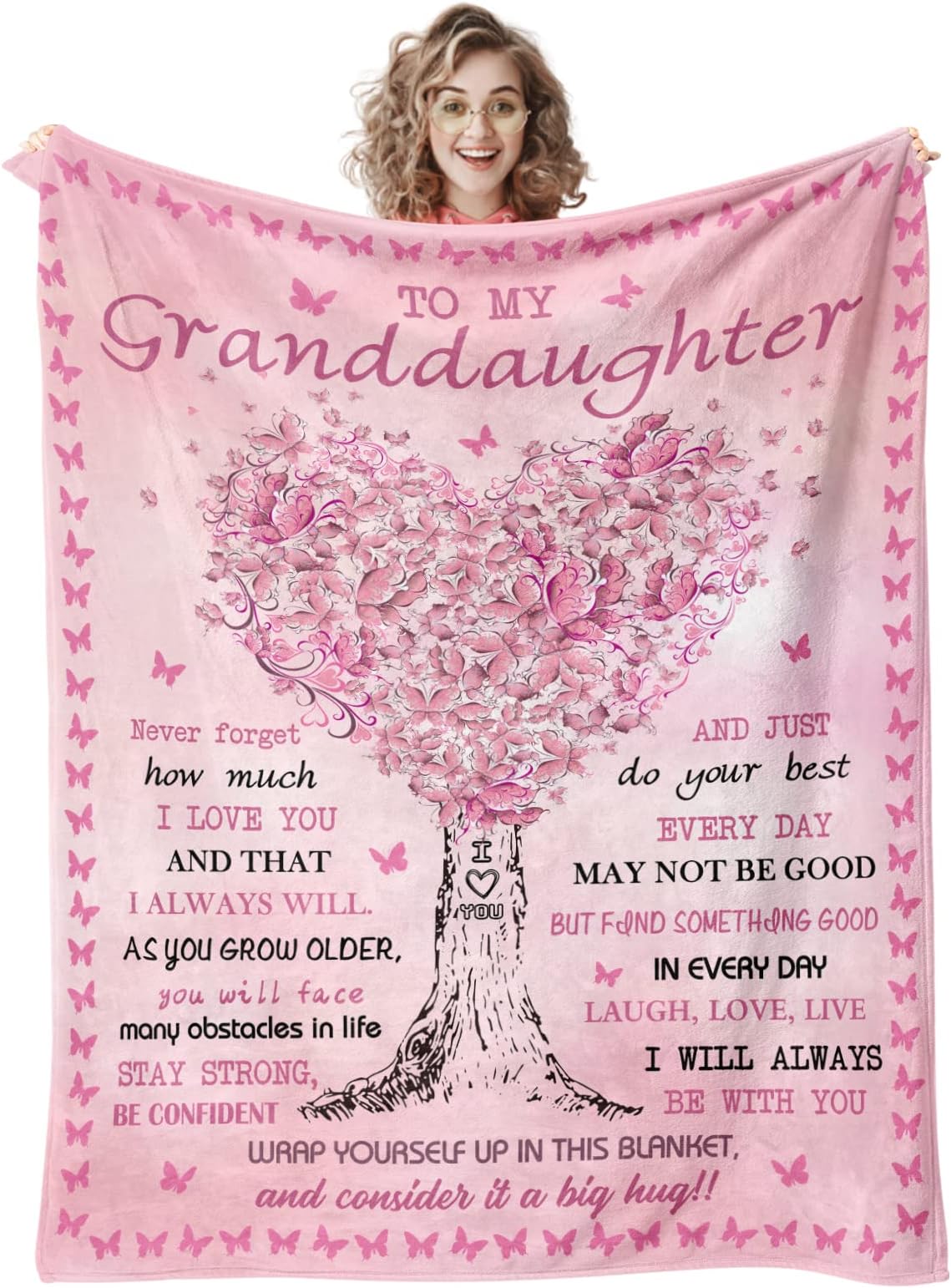 Granddaughter Gifts Blanket from Grandma - Birthday, Anniversary, Graduation Gift for Granddaughter from Grandparents - 50''x60''
