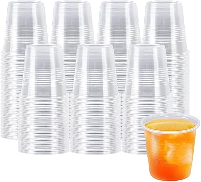 Clawsoff 100 Pack 3 oz Plastic Cups, Clear Disposable Plastic Cups Bulk, Small Mouthwash Cup, Cold Drinking Cup for Travel, Bathroom, Travel, Picnic