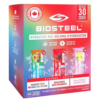 BioSteel zero sugar sports hydration mix variety pack, 30 packets
