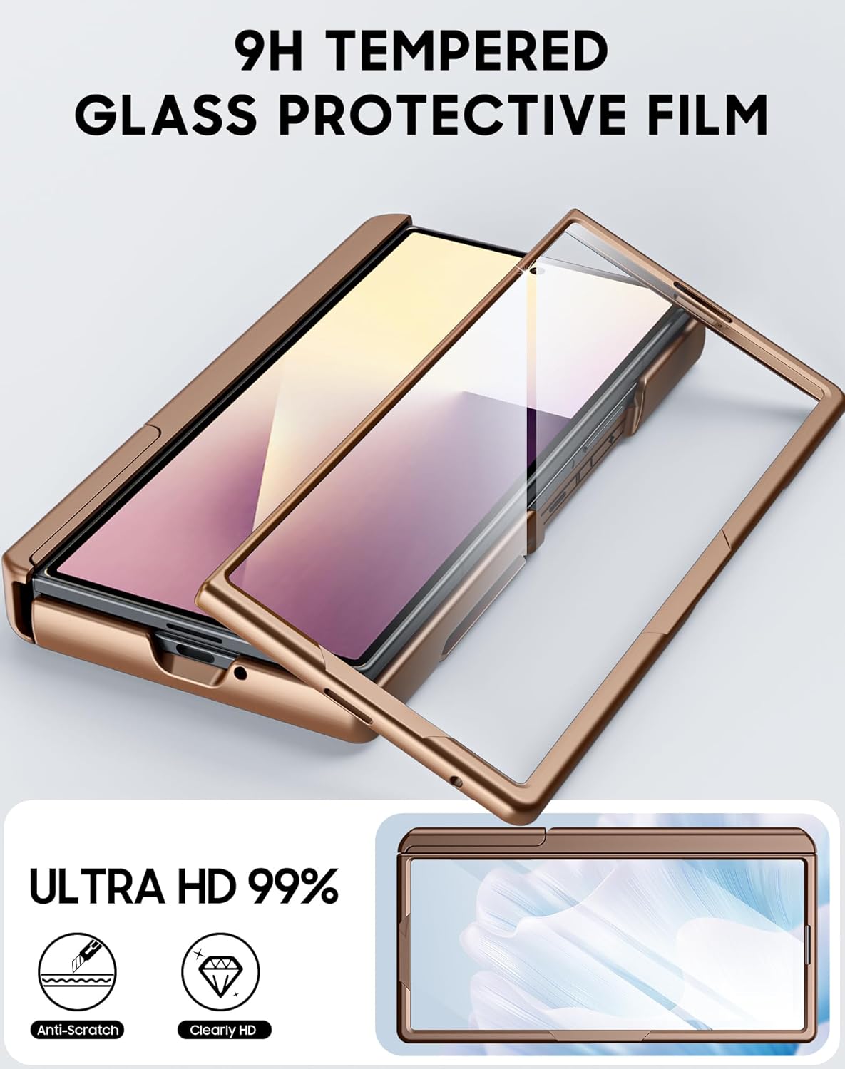 Vizvera for Samsung Galaxy Z Fold 7 Case RFID Wallet with Cards Holder[Kickstand][Camera Cover] Shockproof Silicone Protective Phone Case for Z Fold 7 2025-Desert Gold - Image 6