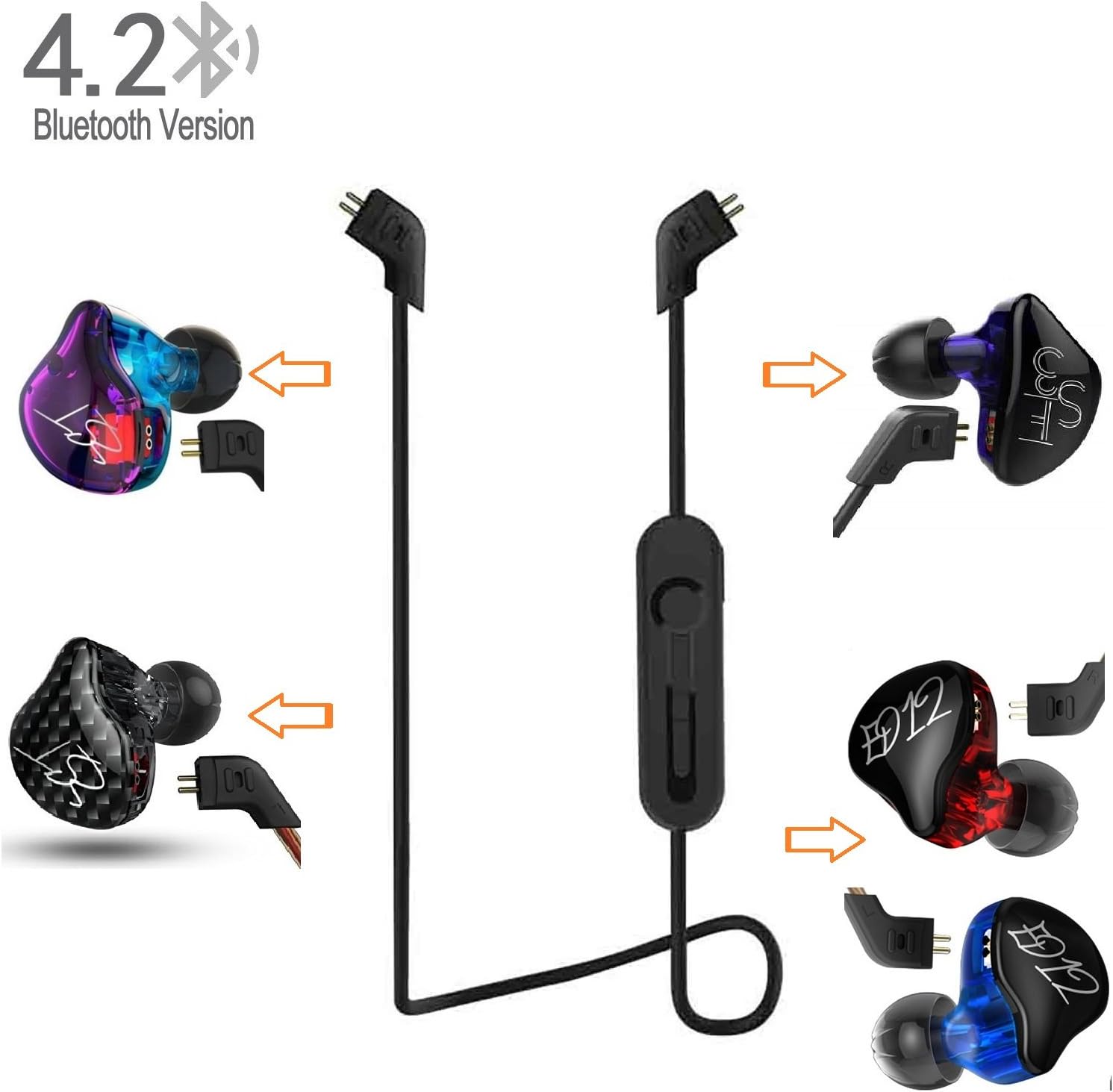 KZ Detachable Bluetooth Wireless Audio Converter Cable for Headphones KZ Compatible With Models KZ ES3/KZ ZST/KZ ED1. Cable Replacement autifonos