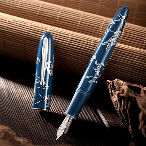 Miniatura 7 de Hongdian N23 - Pluma estilográfica de conejo azul punta extra fina de iridio diseño de tallado de conejo de la suerte de Año Nuevo bolígrafo de