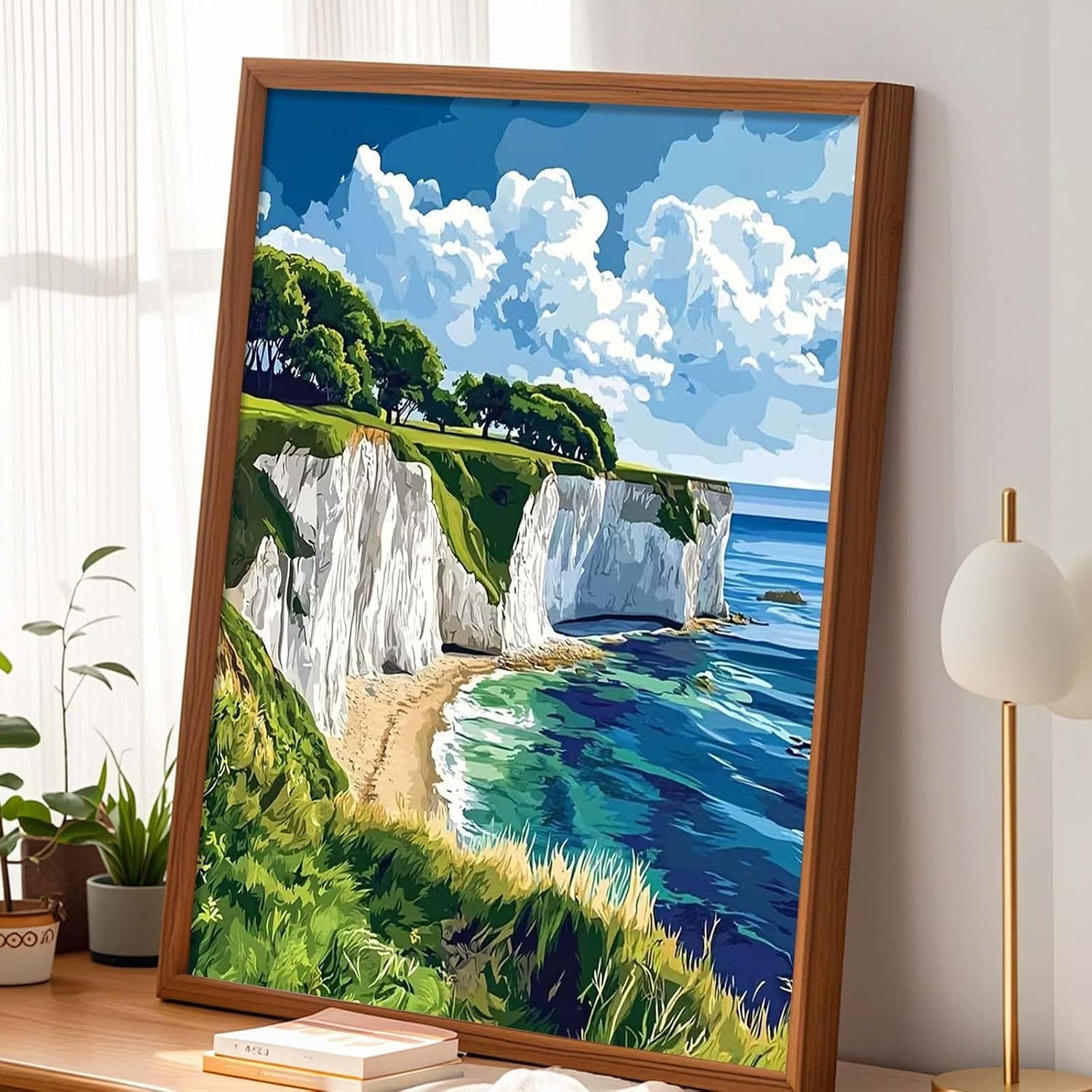 Alptiny Coastal Landscape Paint by Numbers Kit for Adults Beginner, Cliffside Beach Paint by Number Kits, DIY Seaside Oil Painting Kit for Relaxation & Home Decor, 16x20 Inch image 2