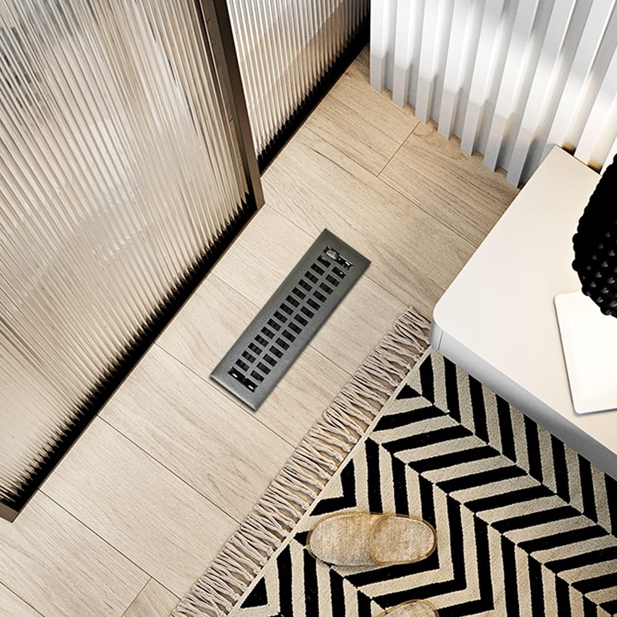 Empire Register Co, Vent Cover - 2x10 inch, Modern Contemporary Design, Textured Black Finish, Heavy Duty Floor Vent Covers, Metal Damper Attached. Vent Covers for Home Floor only. - - 