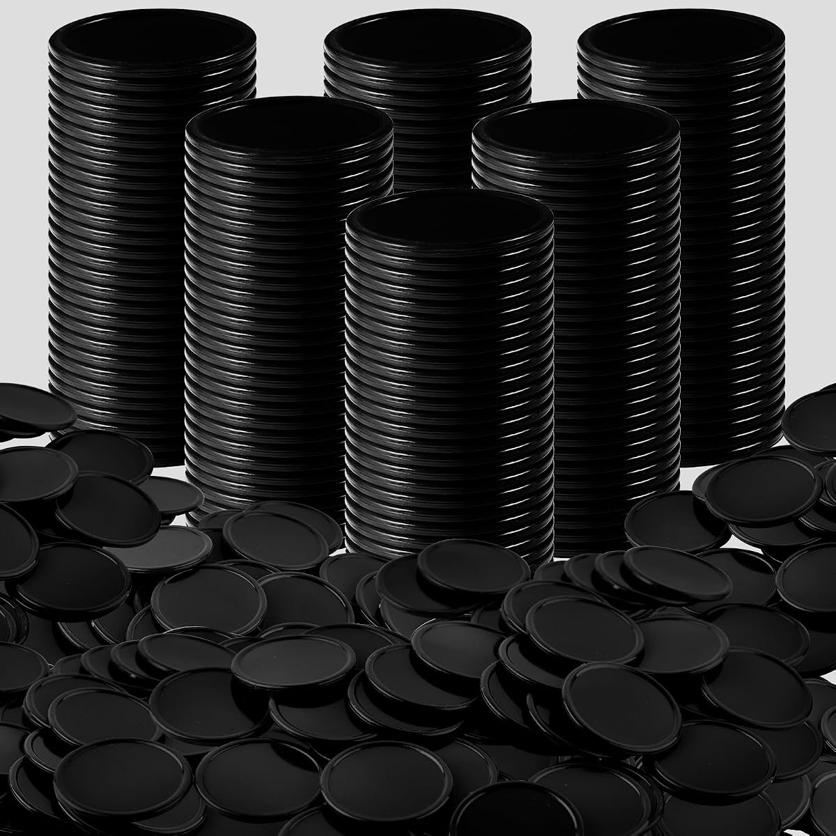 Coopay 1000 fichas de bingo de 1 pulgada a granel, marcadores de bingo para práctica de matemáticas, contadores de aprendizaje de plástico, discos de conteo y fichas de póquer, fichas de juego, recompensa para niños (negro)