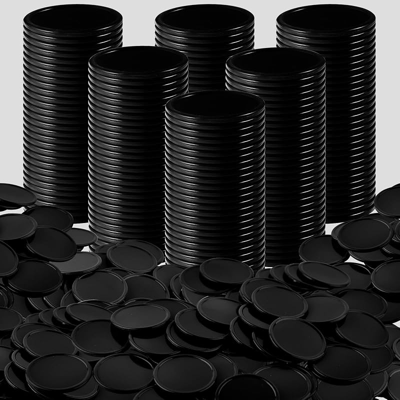 Coopay 1000 fichas de bingo de 1 pulgada a granel, marcadores de bingo para práctica de matemáticas, contadores de aprendizaje de plástico, discos de conteo y fichas de póquer, fichas de juego, recompensa para niños (negro)