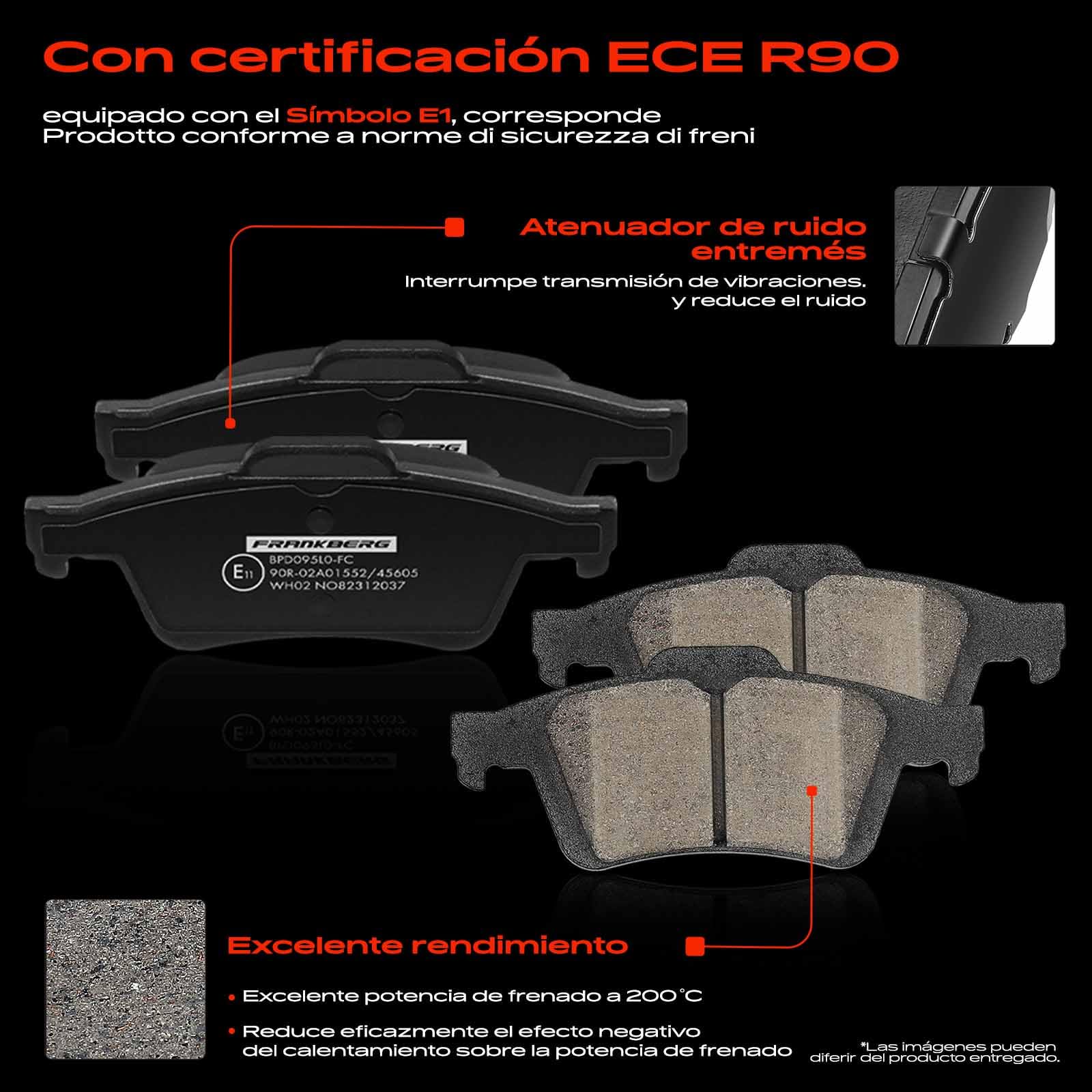 Frankberg 2 discos de freno 4 pastillas de freno | Compatible con: Torneo Focus II DA DS FFS, Focus II Cabriolet, C-Max DM2, Focus II DA DP HCP, Focus II Saloon DB DH FCH