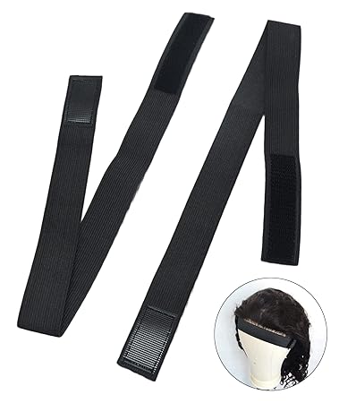 Jozlynn 2pcs Elastic Bands for Wigs Edges Lace Melting Band For Lace Wigs Thick Laying Adjustable Bands with Velcr Edge Wrap to Lay Edges (2 Count) (2 pcs, Black)