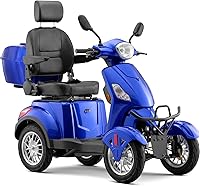SKRT Heavy Duty 800W 4-Wheel All-Terrain Mobility Scooter - 25 Mile Range, Ready to Ride, Blue