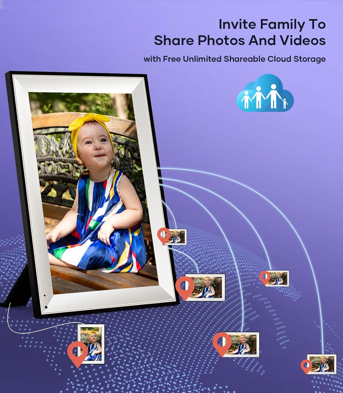 Cozyla 10.1'' WiFi Digital Picture Frame AI-Enhanced Free Unlimited Storage Auto-Rotate Share Photo＆Video via Apps from Phone Smart Digital Photo Frame Electric Picture Frame Slideshow Display Mat