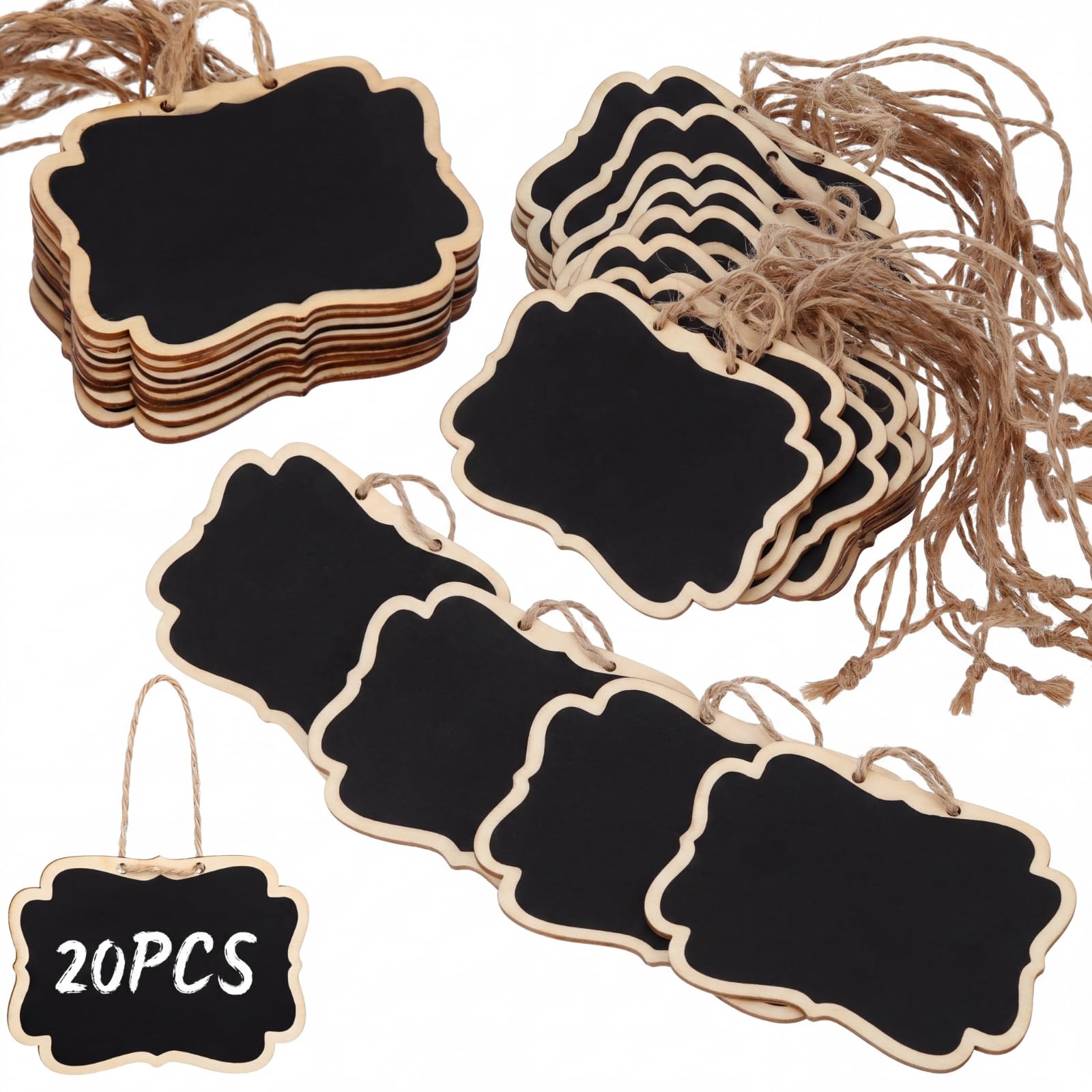 Mini pizarras de madera colgantes ideales para personalizar eventos y mesas de dulces 8