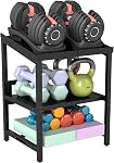 Adjustable Dumbbell Rack, 3 Tier Adjustable Dumbbell Stand, Holds 550LBS, Heavy Duty Dumbbells Weight Rack, Kettlebell Stand for Home Gym Strength Training, Rack Only