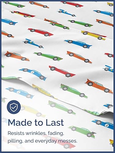 Miniatura 4 de Juego de sábanas de carreras de automóviles para niños, tamaño Queen, sábanas divertidas para camas Queen, sábanas para niños pequeños y adolescentes